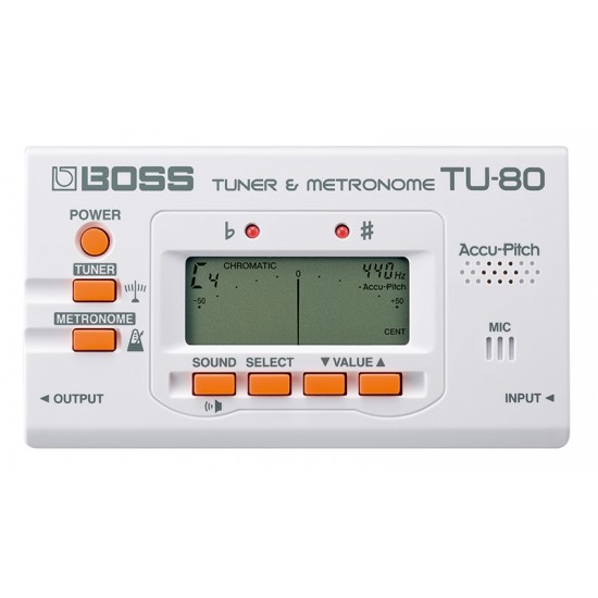 Тунер за китара и метроном / бял ROLAND BOSS  - модел TU 80W
